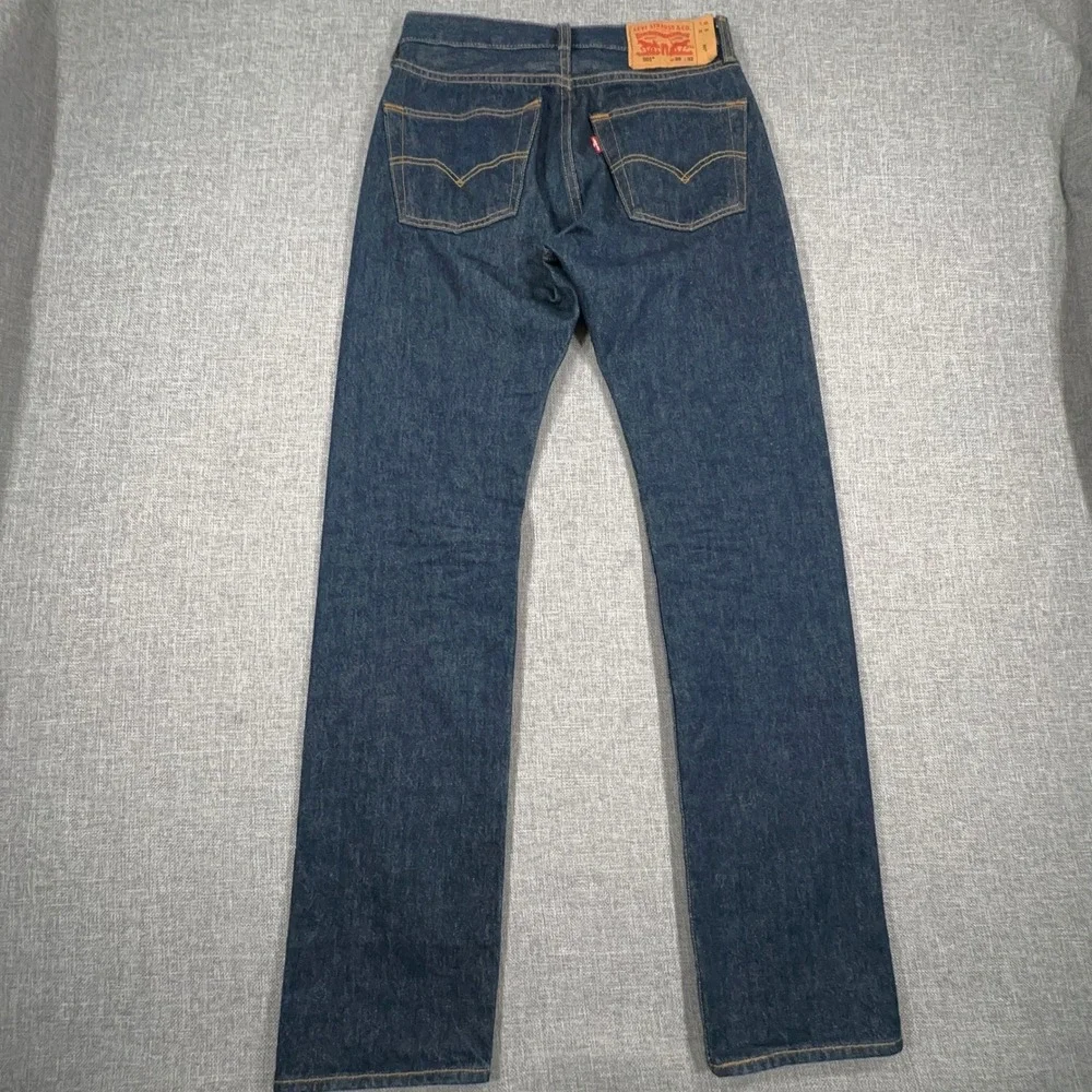 Levis 501 Original Jeans Mens 28x32 Dark Wash Indigo Straight Leg Button Fly